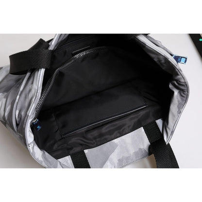 Dolce & Gabbana Gray Camo Cotton Multiple Compartments Tote Bag