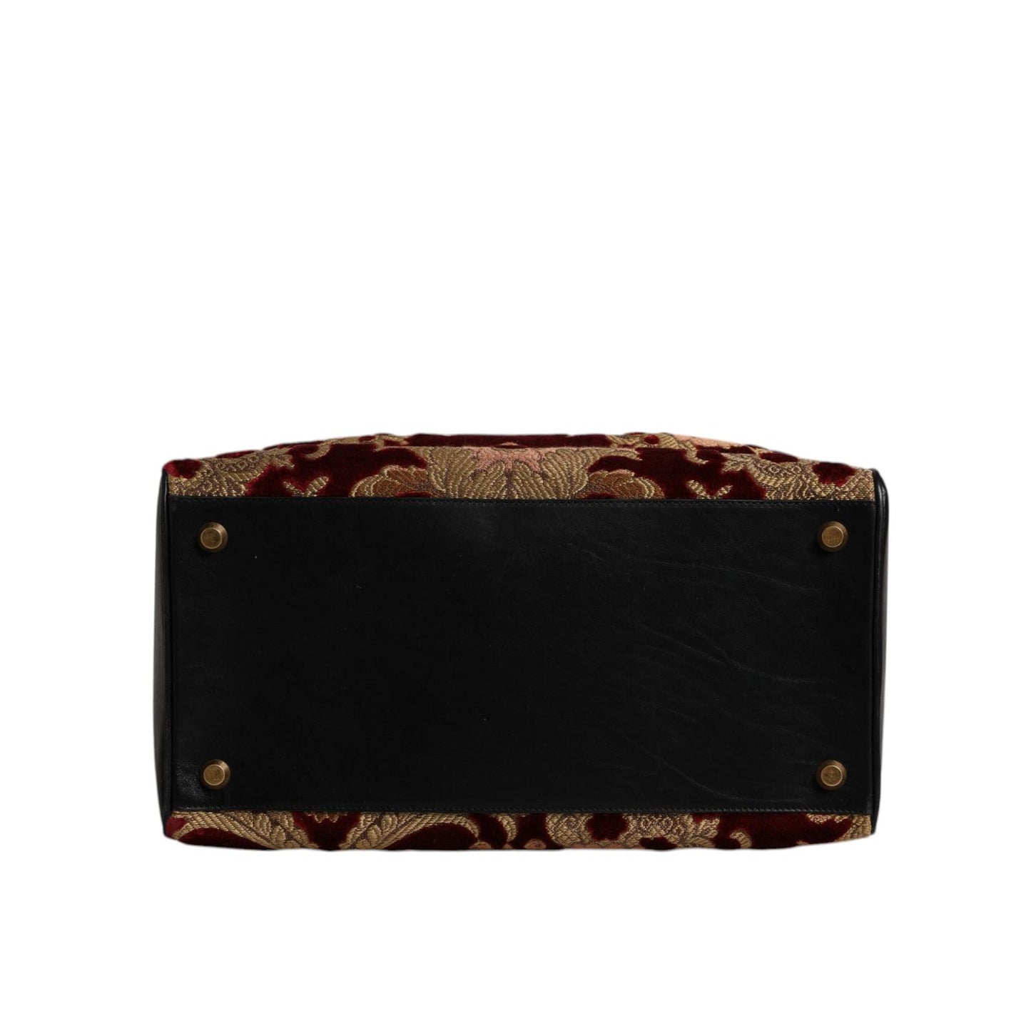 Dolce & Gabbana Multicolor Leather Brocade Velvet Travel Duffle Tote Bag