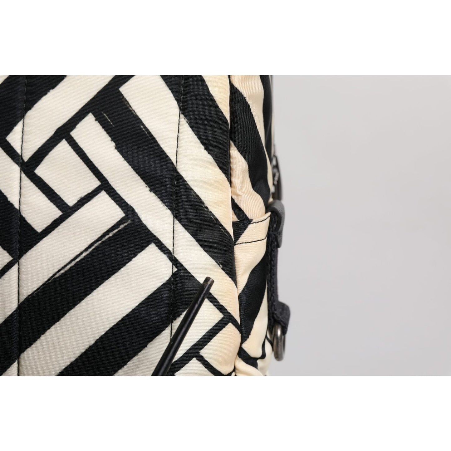 Dolce & Gabbana Black White Nylon Leather Travel Back Pack Bag