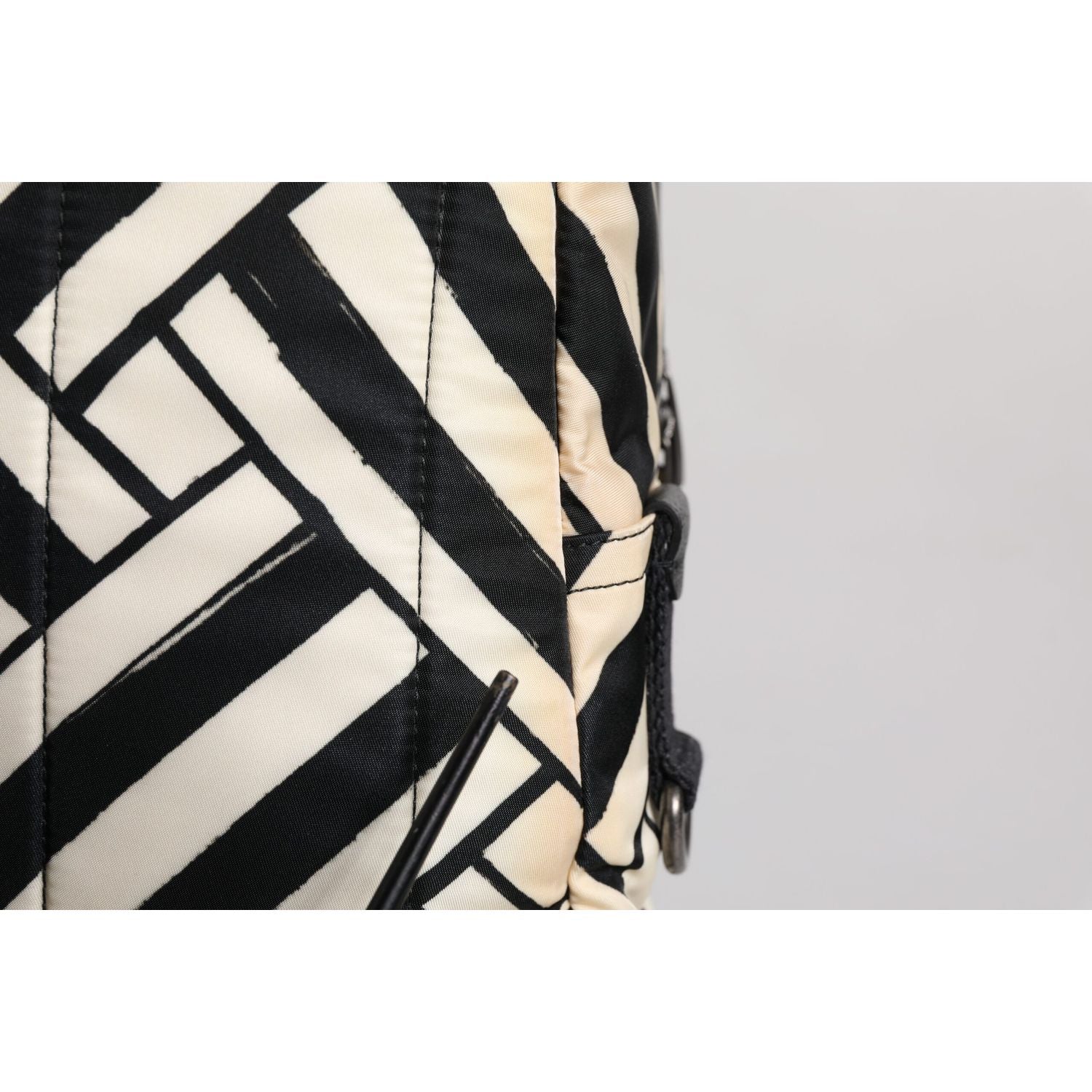 Dolce & Gabbana Black White Nylon Leather Travel Back Pack Bag