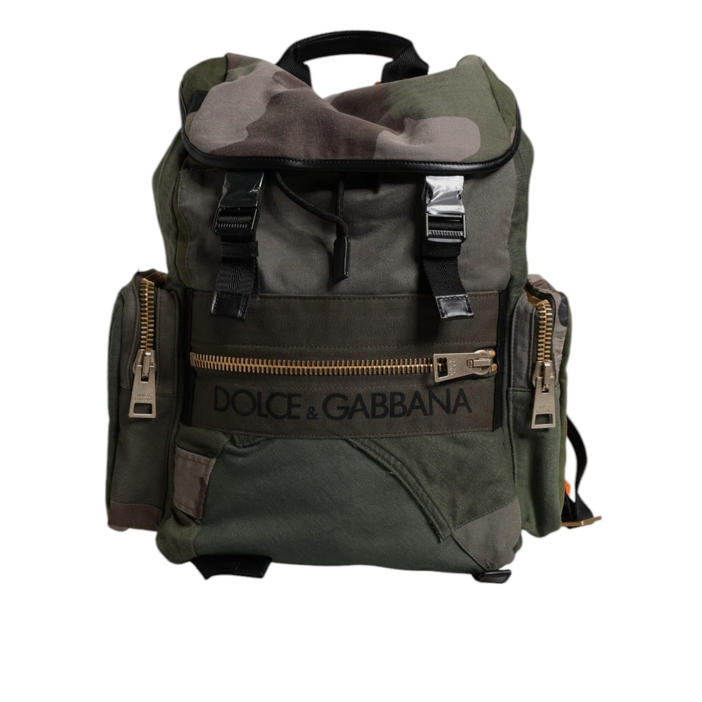 Dolce & Gabbana Military Green Patchwork Travel Backpack Bag