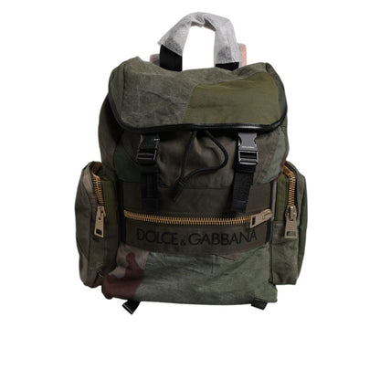 Dolce & Gabbana Military Green Patchwork Travel Backpack Bag