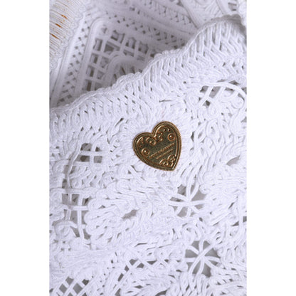 Dolce & Gabbana White Cordonetto Lace Beatrice Tote Shopping Bag