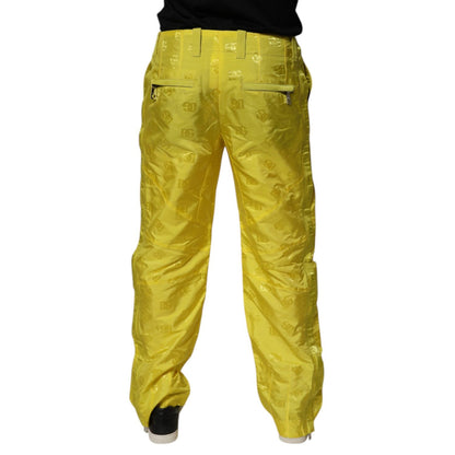 Dolce & Gabbana Yellow DG Monogram Polyester Straight Pants
