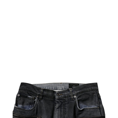 Dolce & Gabbana Dark Gray Tattered Cotton Skinny Denim Jeans