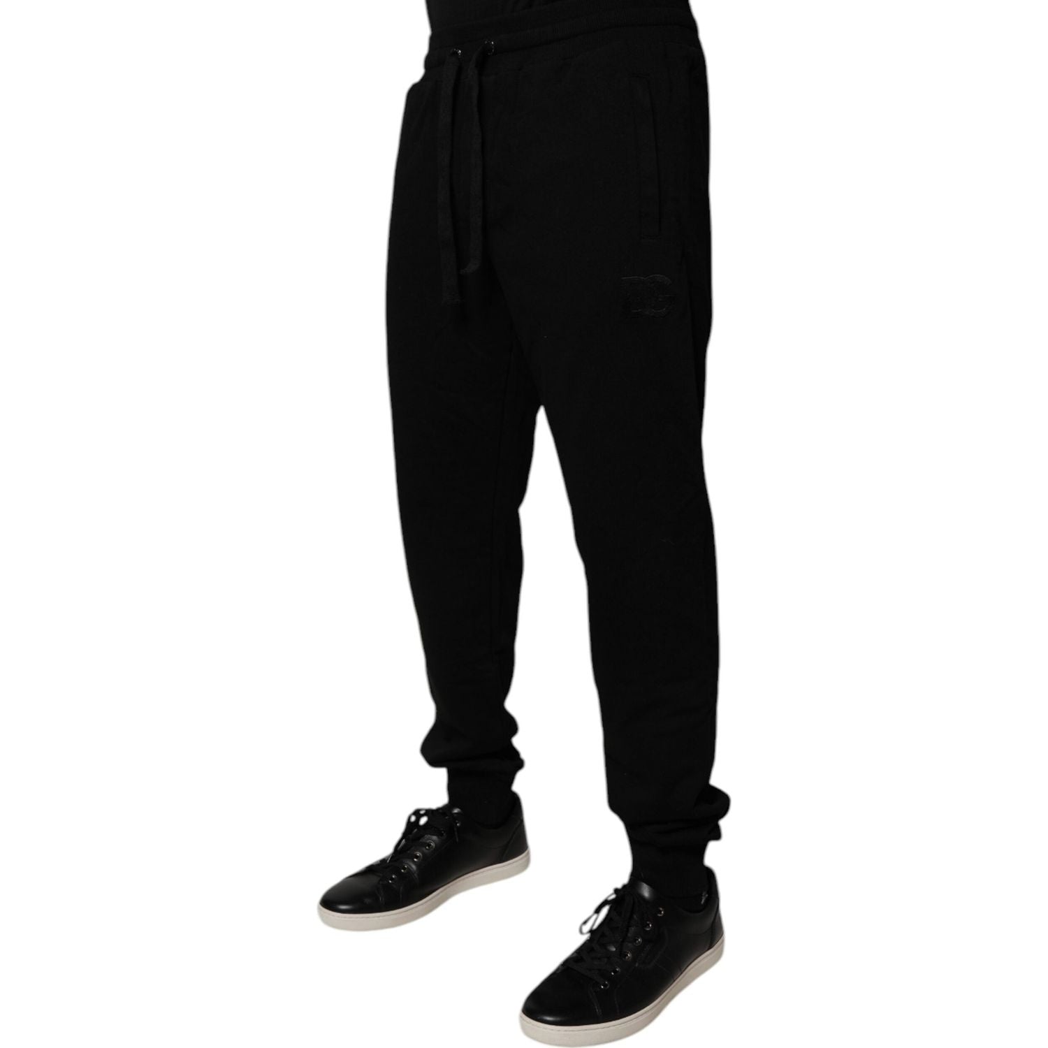 Dolce & Gabbana Black Cotton Mid Waist Jogger Sweatpants Pants