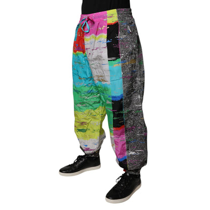 Dolce & Gabbana Multicolor Patchwork Mid Waist Sweatpants Pants