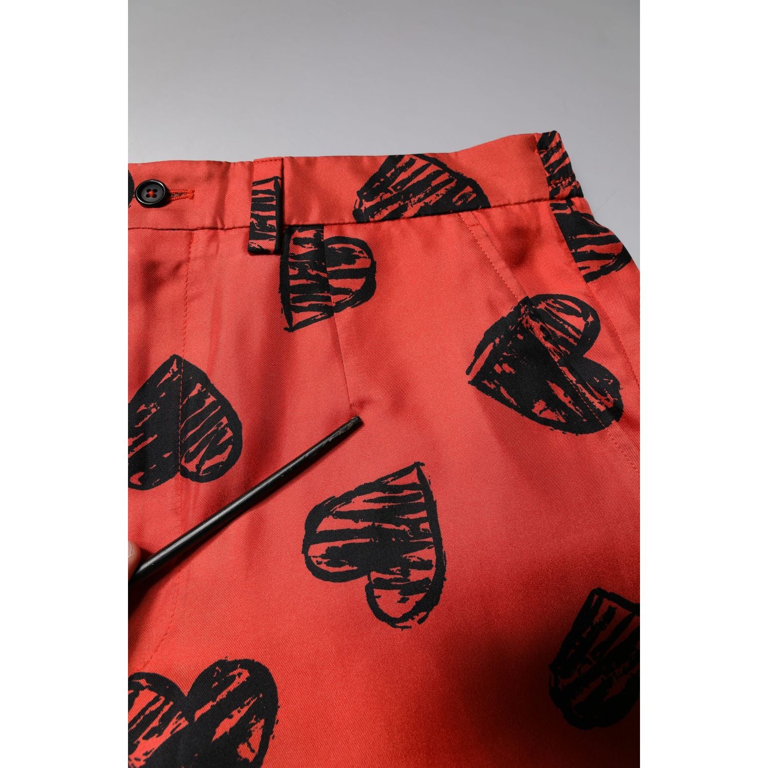 Dolce & Gabbana Orange Silk Heart Print Bermuda Shorts