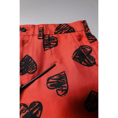 Dolce & Gabbana Orange Silk Heart Print Bermuda Shorts