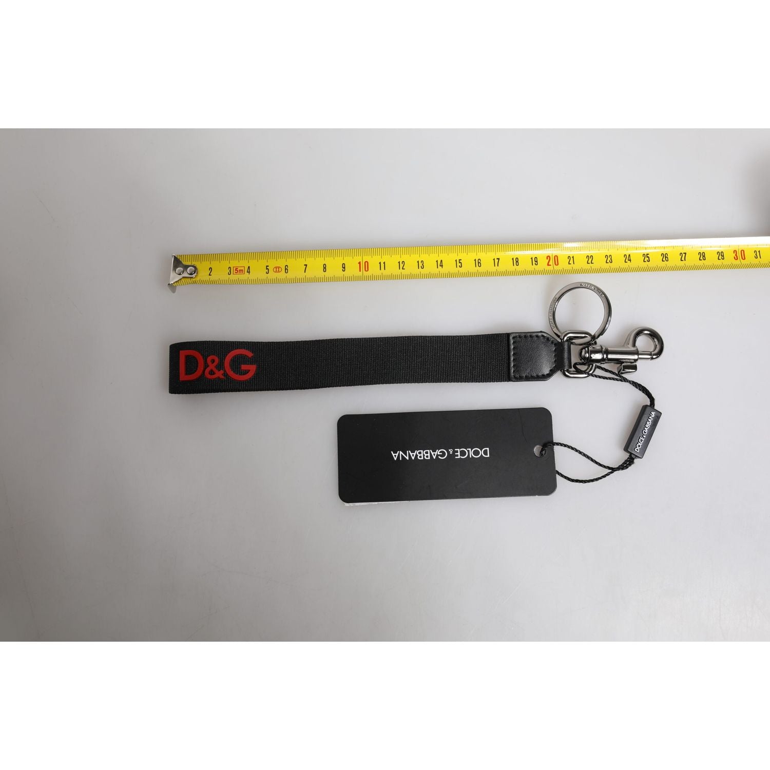 Dolce & Gabbana Black Logo Nylon Silver Brass Men Holder Keychain Keyring