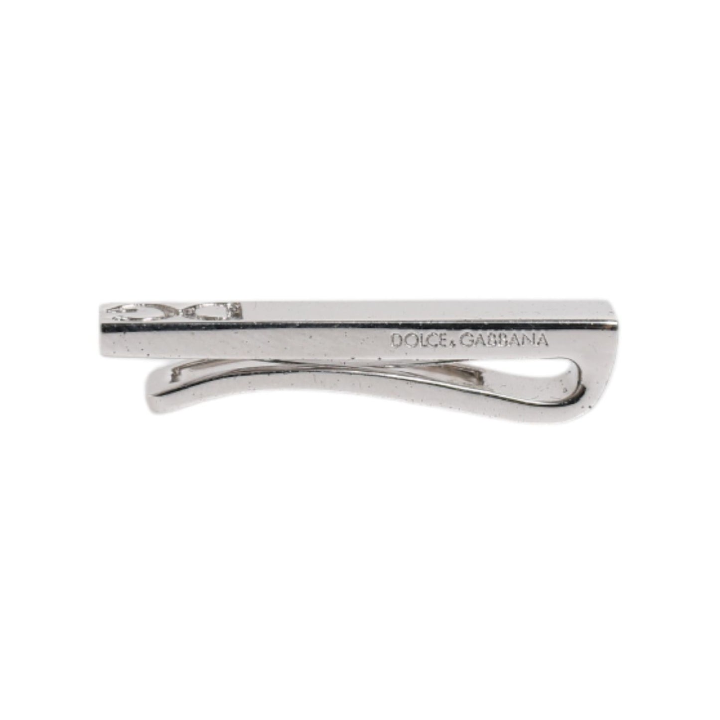 Dolce & Gabbana Silver Tone Brass Logo Branded Tie Clip Bar