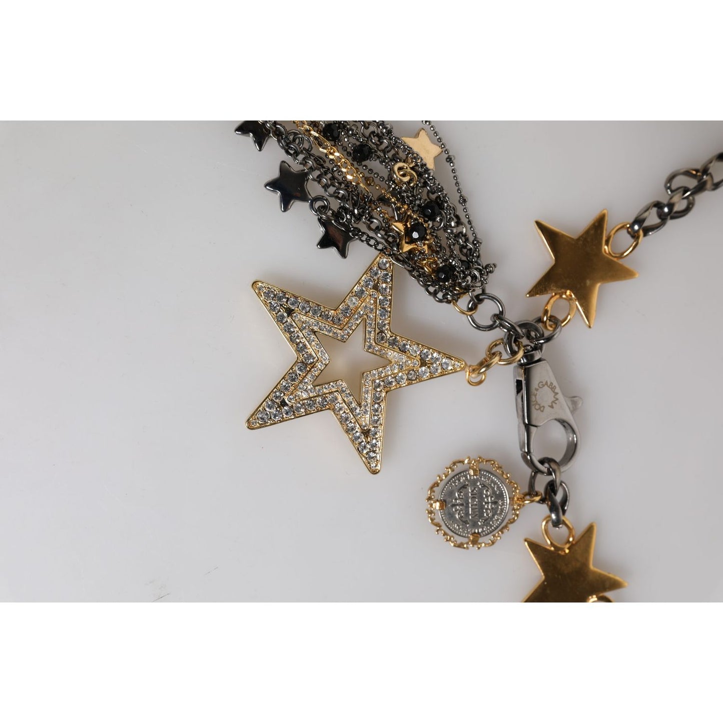 Dolce & Gabbana Silver Gold Brass Embellished Waist Chain Belt