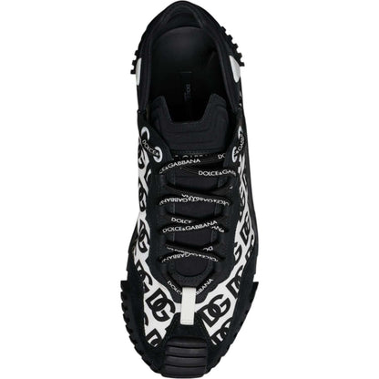Dolce & Gabbana Black Logo Lace Up Low Top NS1 Sneakers Shoes