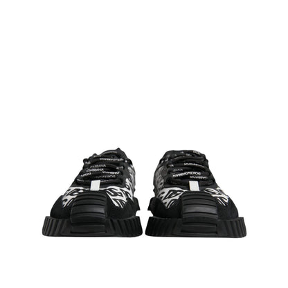 Dolce & Gabbana Black Logo Lace Up Low Top NS1 Sneakers Shoes