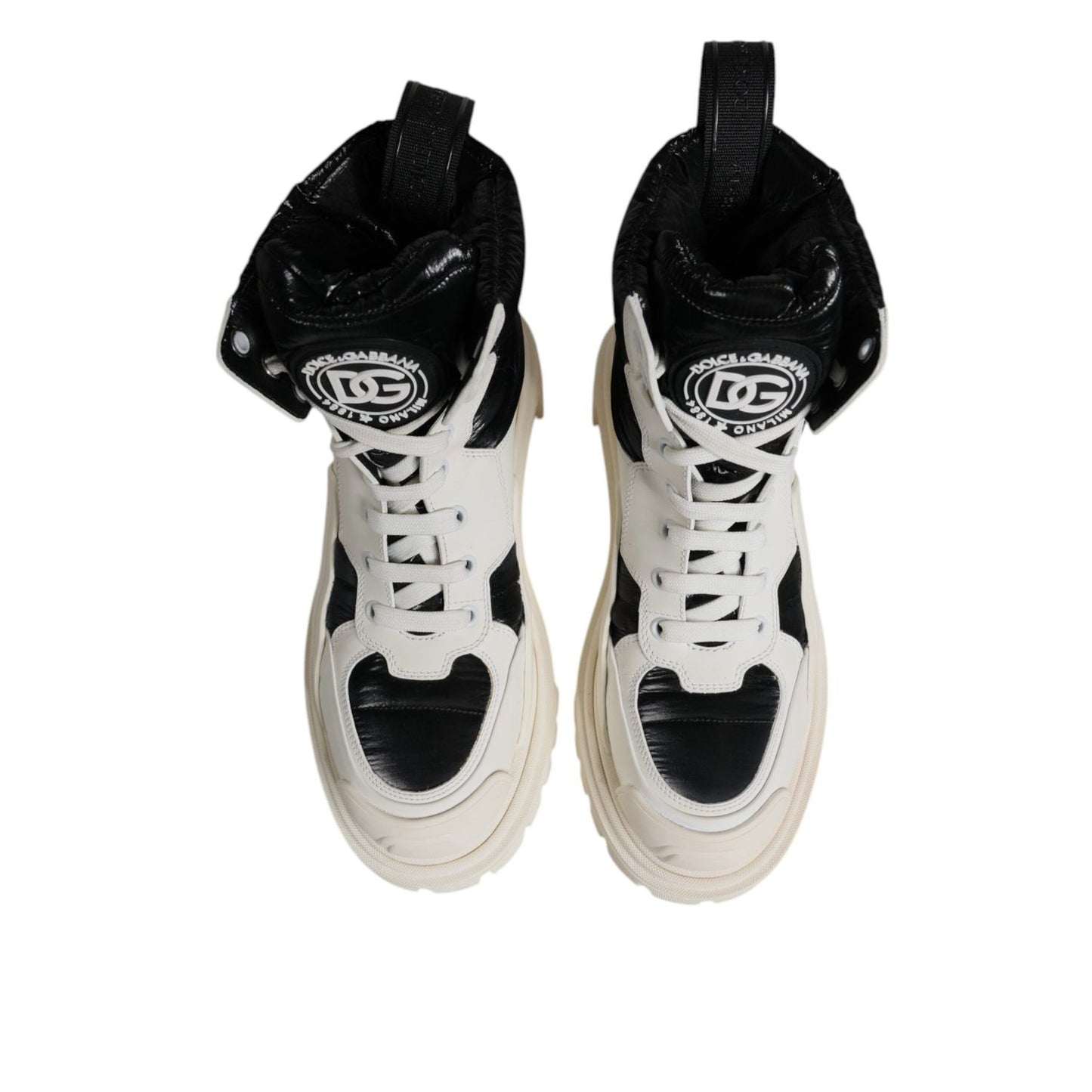 Dolce & Gabbana White Padded Mid Calf Lace Up Boots Shoes