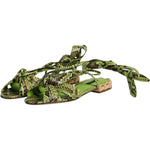 Dolce & Gabbana Green Animal Print Ankle Wrap Sandals Shoes LA12551-35.5