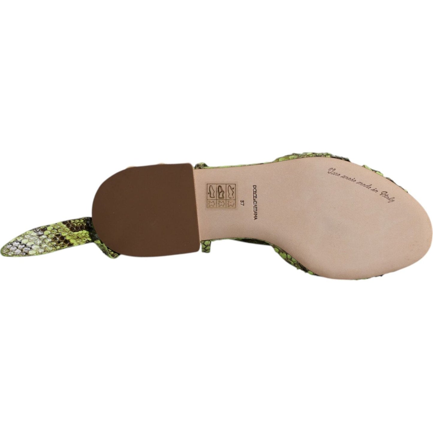 Dolce & Gabbana Green Animal Print Ankle Wrap Sandals Shoes LA12551-35.5