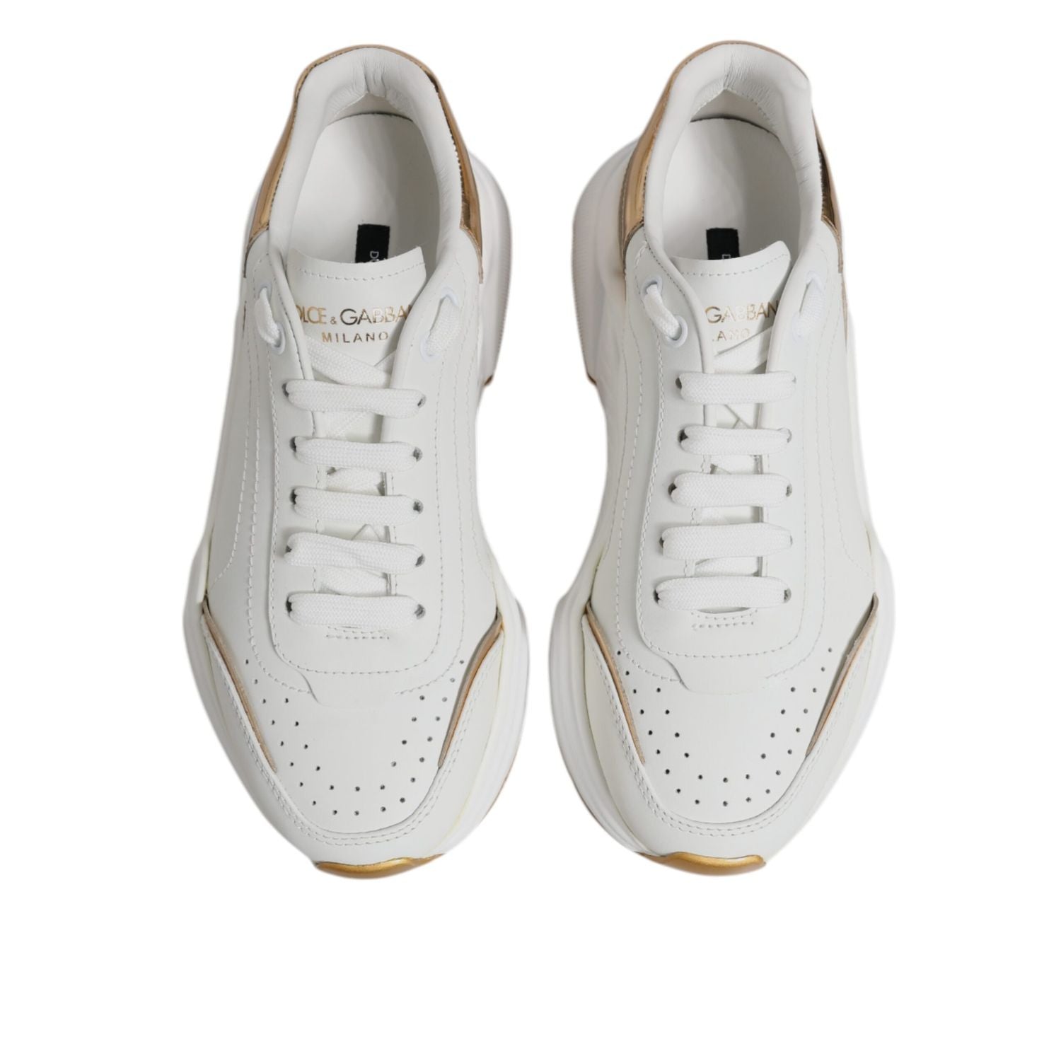 Dolce & Gabbana White Gold Daymaster Low Top Sneakers Shoes