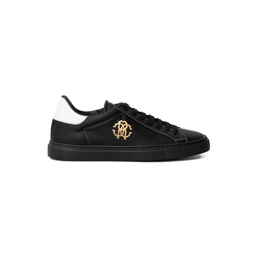 Roberto Cavalli Black Leather Sneaker Roberto Cavalli Dark Slate Gray