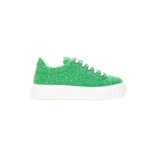 Casadei Emerald Elegance Leather Sneakers Casadei Beige