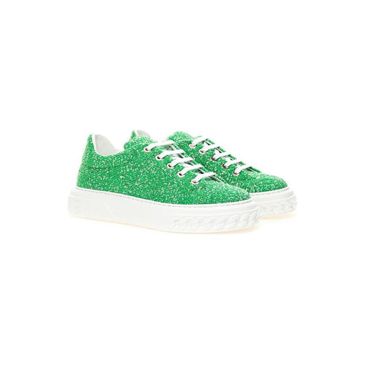 Casadei Emerald Elegance Leather Sneakers Casadei Light Gray