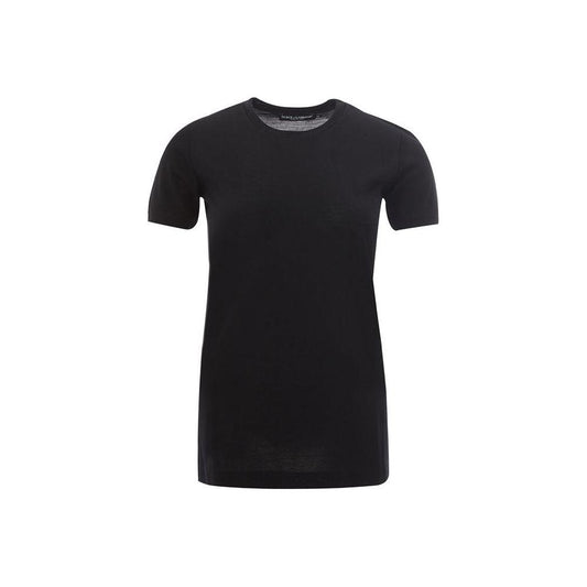 Dolce & Gabbana Black Cotton Tops & T-Shirt Dolce & Gabbana Black