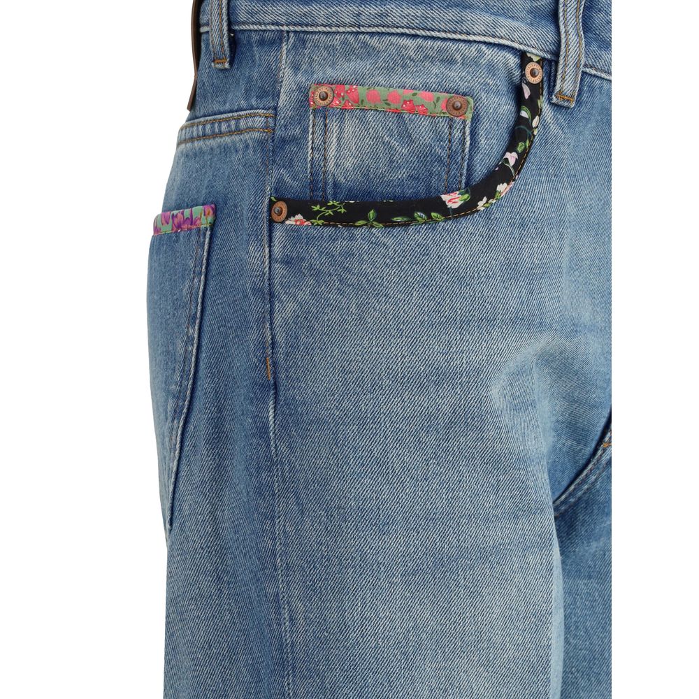 Valentino Blue Cotton Straight-Leg Jeans