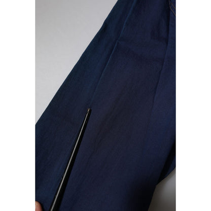 Dolce & Gabbana Dark Blue Cotton GOLD Dress Formal Shirt