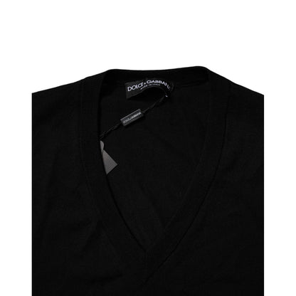 Dolce & Gabbana Black Camouflage V-neck Pullover Sweater