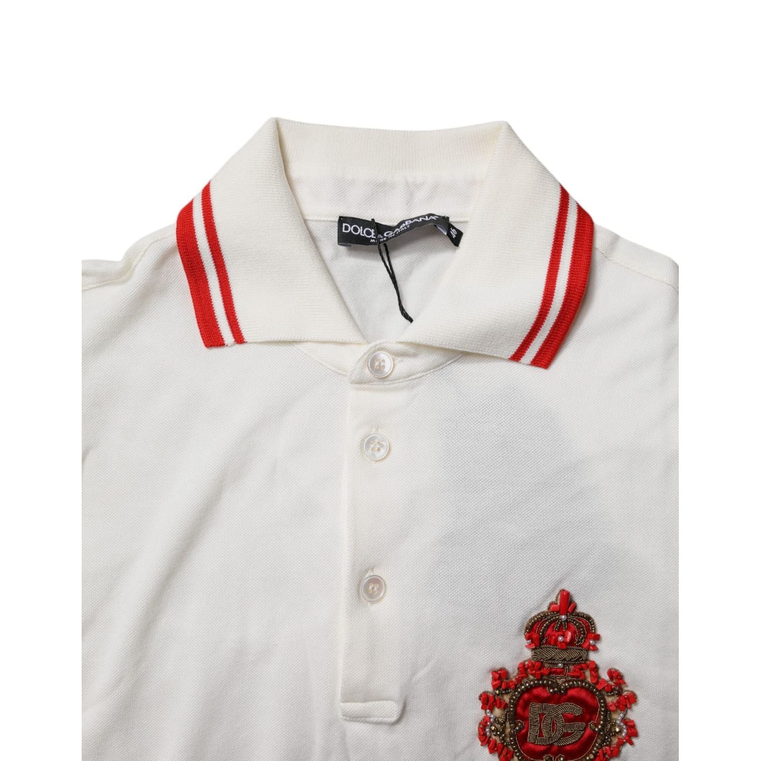 Dolce & Gabbana White Cotton Logo Collared Polo Men T-shirt