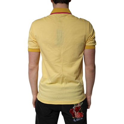 Dolce & Gabbana Yellow Cotton Logo Collared Polo T-shirt