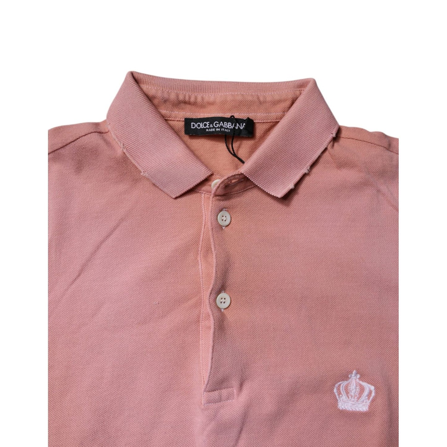 Dolce & Gabbana Pink Cotton Crown Collared Polo T-shirt