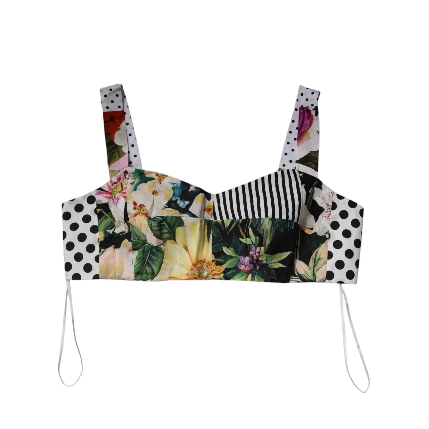 Dolce & Gabbana Multicolor Sweetheart Neck Patchwork Crop Top