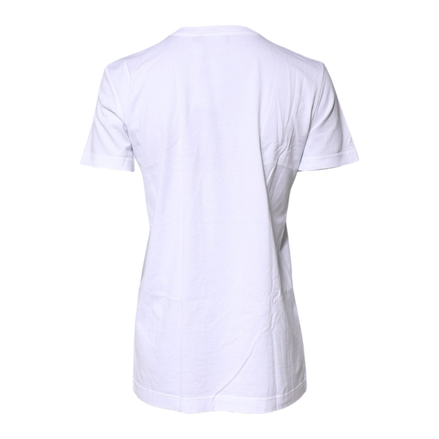 Dolce & Gabbana White Cotton Printed Round Neck Top T-shirt