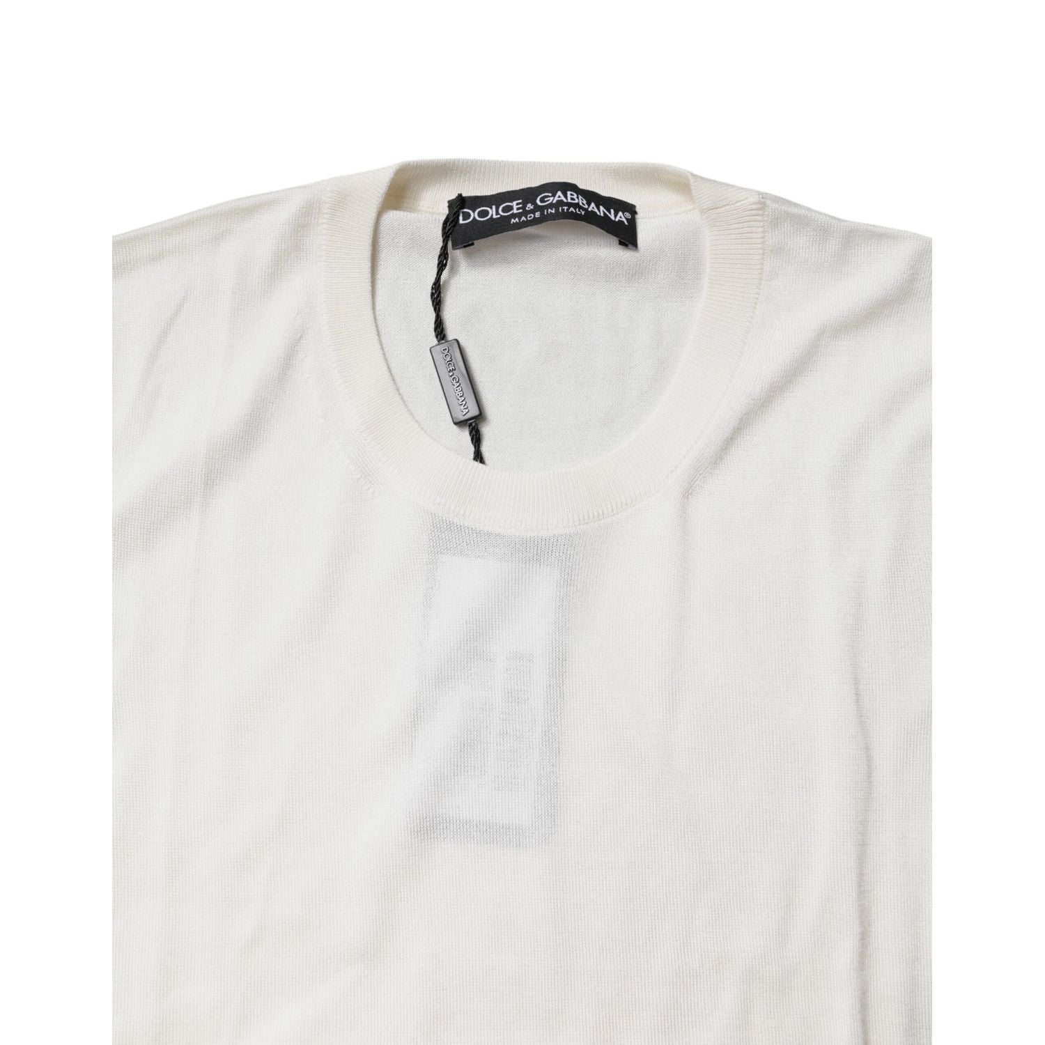 Dolce & Gabbana Cream Sleeveless Silk Round Neck Tank Top