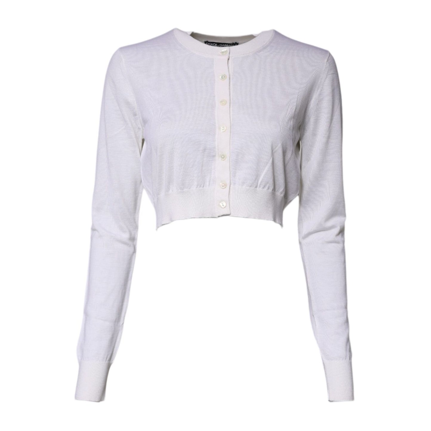 Dolce & Gabbana Cream Cashmere Knit Cropped Cardigan Sweater