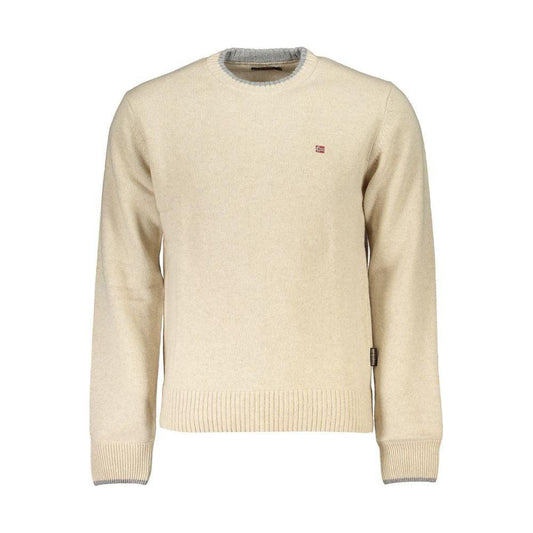Napapijri Beige Fabric Men Sweater Napapijri Wheat