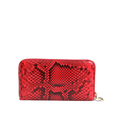 Dolce & Gabbana Red Exotic Leather Zip Around Continental Clutch Wallet