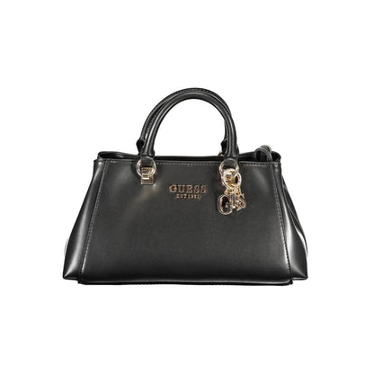 Guess Jeans Black Polyethylene Handbag with handles and adjustable shoulder strap, external pocket and logo detail.