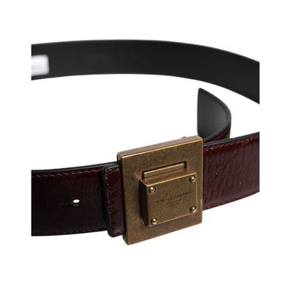 Dolce & Gabbana Brown Leather Gold Metal Buckle Classic Belt