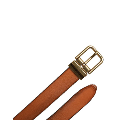 Dolce & Gabbana Brown Leather Gold Tone Metal Buckle Belt