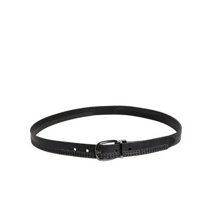 Dolce & Gabbana Black Leather Silver Tone Metal Buckle Belt
