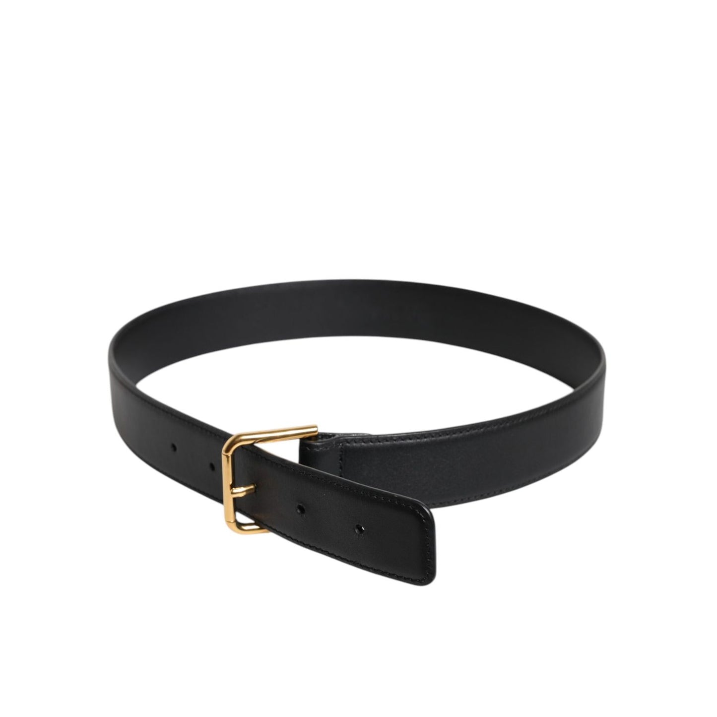 Dolce & Gabbana Black Leather Metal Buckle Classic Belt