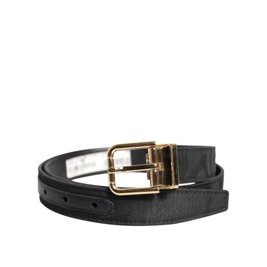 Dolce & Gabbana Black Classic Gold Metal Logo Buckle Belt