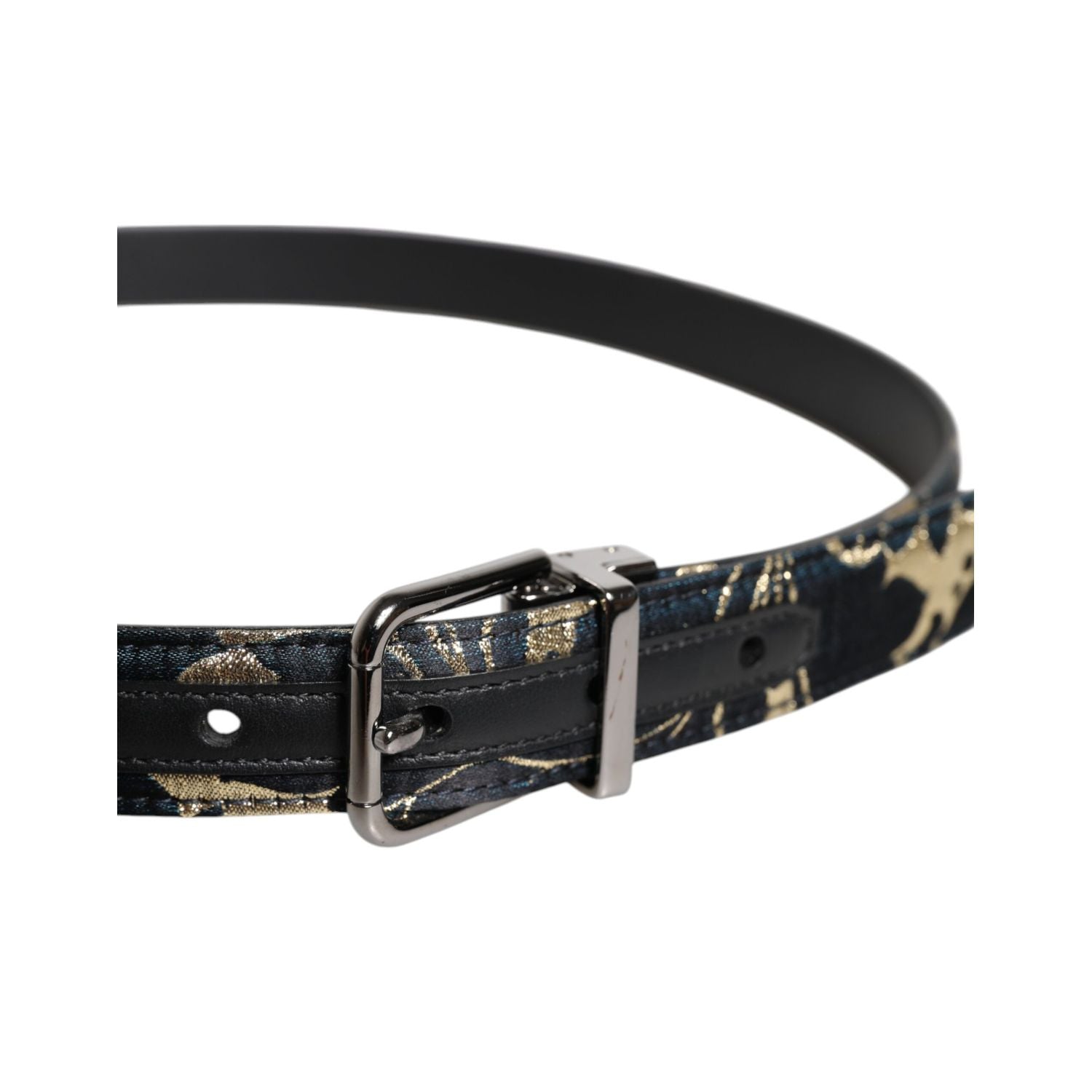 Dolce & Gabbana Multicolor Jacquard Leather Logo Buckle Belt