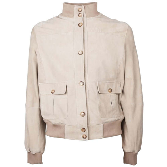 Emilio Romanelli Beige Calfskin Men Jacket EM-15262-IT46 | L