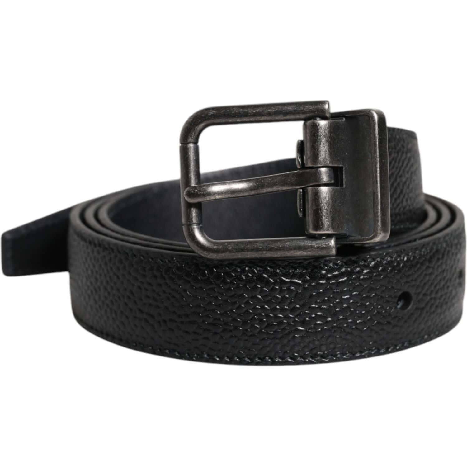 Dolce & Gabbana Black Calf Leather Classic Metal Buckle Belt