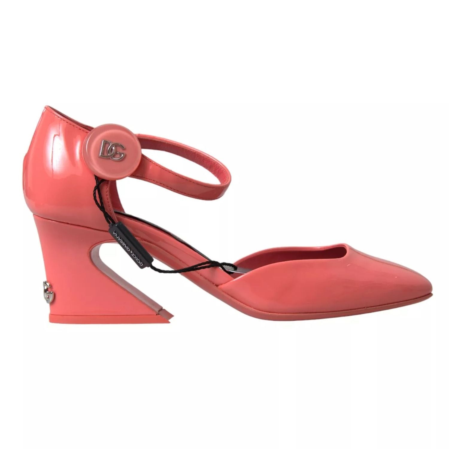 Dolce & Gabbana Peach Leather Ankle Strap Heels Sandals Shoes