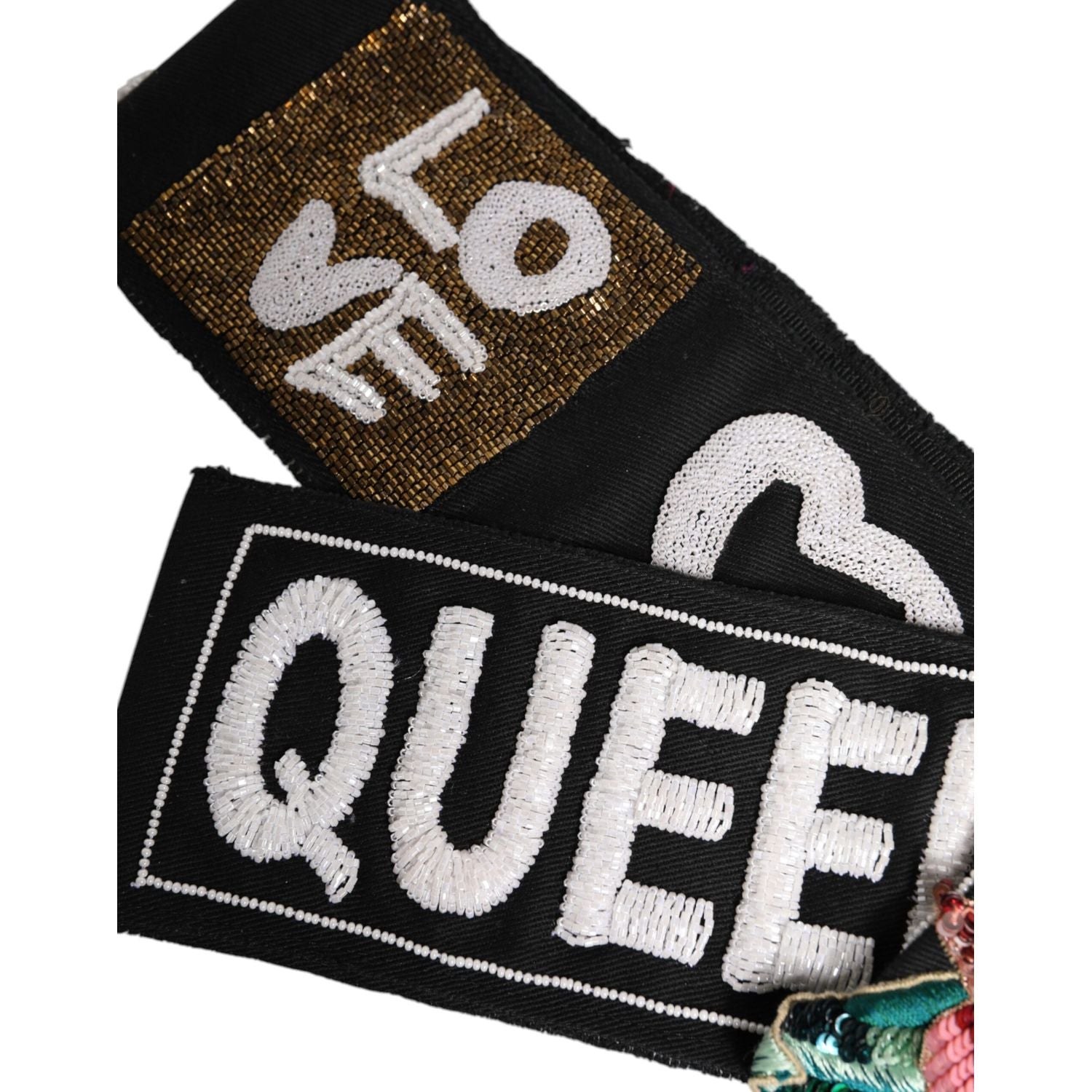 Dolce & Gabbana Black Stretch Multicolor Embellished Waist Belt