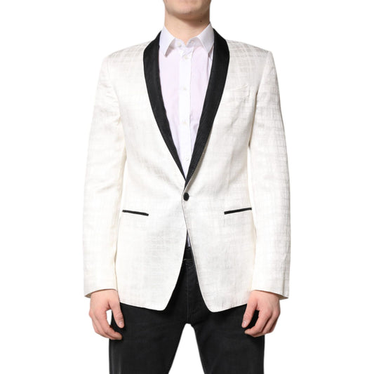 Dolce & Gabbana White Black Single Breasted Coat Blazer Suit